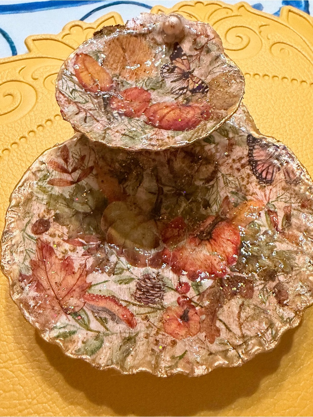 Fall trinket dish 2 tier